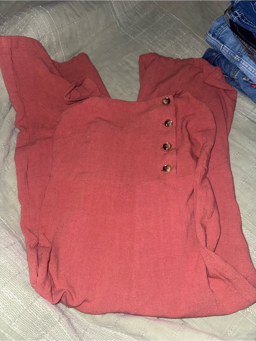 Urban Girl Nites Rust Red Button-Accent Jumpsuit